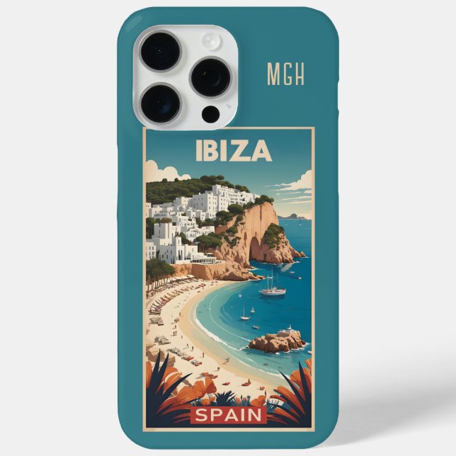 Custom Monogram Ibiza, Spain Travel Poster Case-Mate iPhone Case (Back)