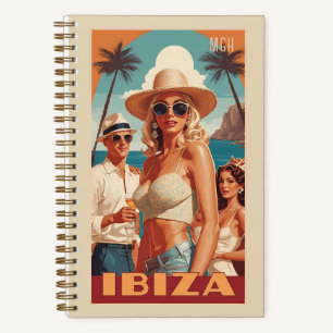 Custom Monogram Ibiza, Spain Travel Poster Notebook