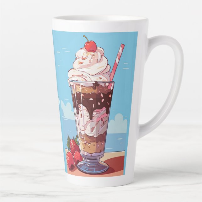 Custom Monogram Ice Cream Sundae Latte Mug (Right)