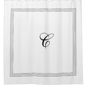 Custom Monogram in Classic Black and White Shower  Curtain