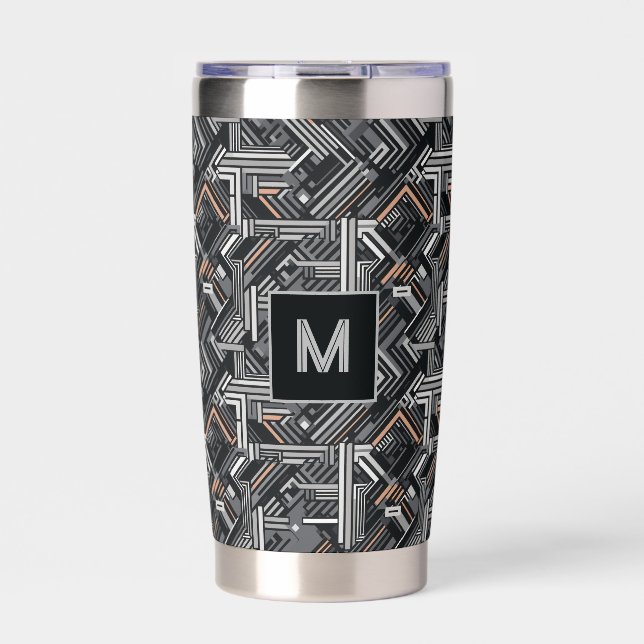 Custom Monogram Industrial Pattern Insulated Tumbler (Front)