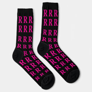 Custom Monogram Initial Black Pink socks