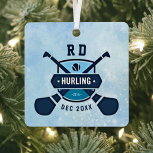 Custom Monogram Initial Hurling Gaelic Emblem  Metal Tree Decoration