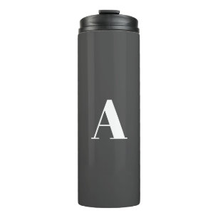 Custom monogram initial letter charcoal grey white thermal tumbler