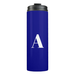 Custom monogram initial letter cobalt blue white thermal tumbler