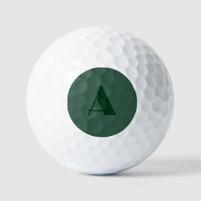 Custom Monogram Initial Letter Plain Green Retro Golf Balls (Front)