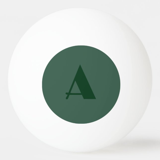 Custom Monogram Initial Letter Plain Green Retro Ping Pong Ball (Front)