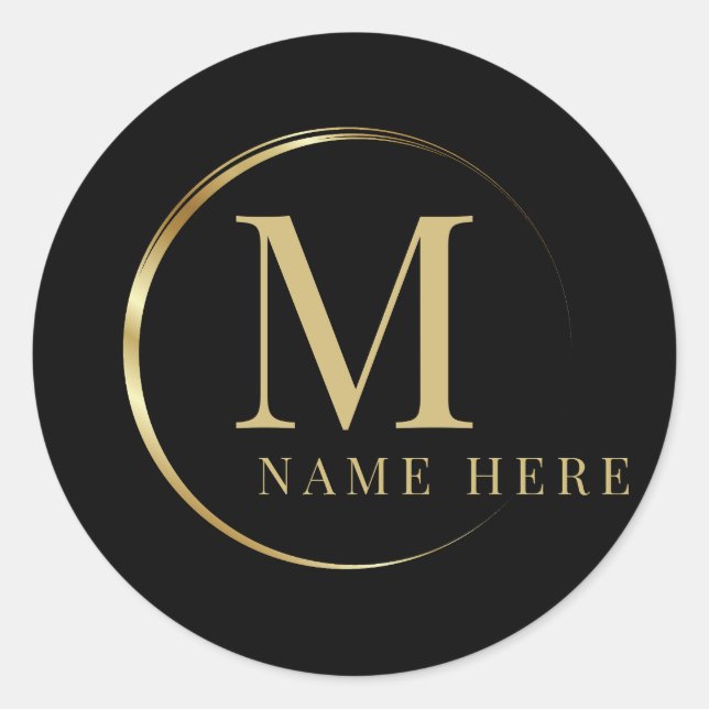 Custom Monogram Initial M Floral Letter Classic Round Sticker (Front)