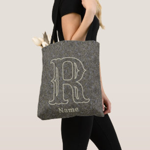 Custom Monogram Initial Name Brown Floral Tote Bag