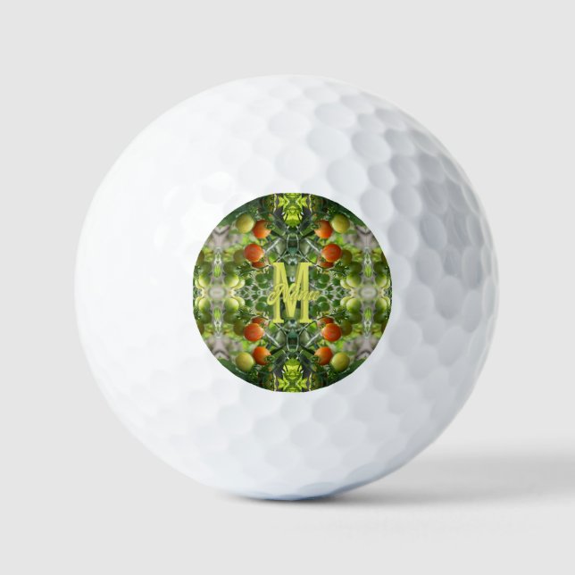 Custom Monogram Initial Name Cherry Tomatoes Golf Balls (Front)