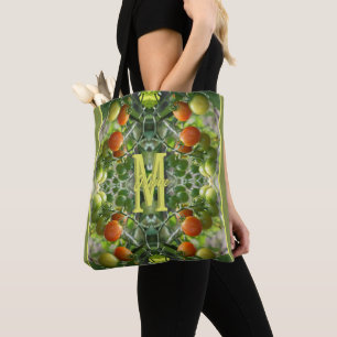 Custom Monogram Initial Name Cherry Tomatoes Tote Bag