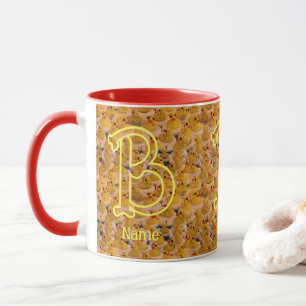 Custom Monogram Initial Name Cute Rubber Ducks Mug