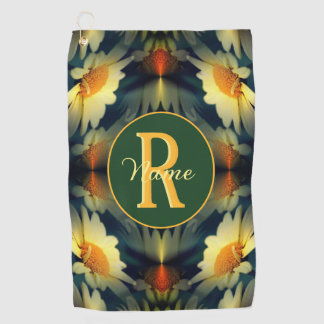 Custom Monogram Initial Name Daisy Floral Art Golf Towel