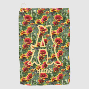 Custom Monogram Initial Name Daisy Flowers Golf Towel