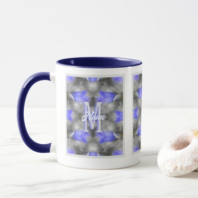 Custom Monogram Initial Name Floral Art Mug (With Donut)