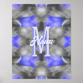 Custom Monogram Initial Name Floral Art Poster