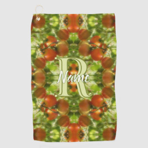 Custom Monogram Initial Name Garden Tomatoes Golf Towel