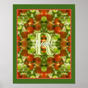 Custom Monogram Initial Name Garden Tomatoes Poster