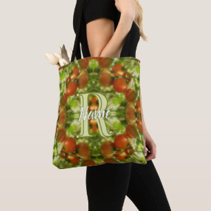 Custom Monogram Initial Name Garden Tomatoes Tote Bag