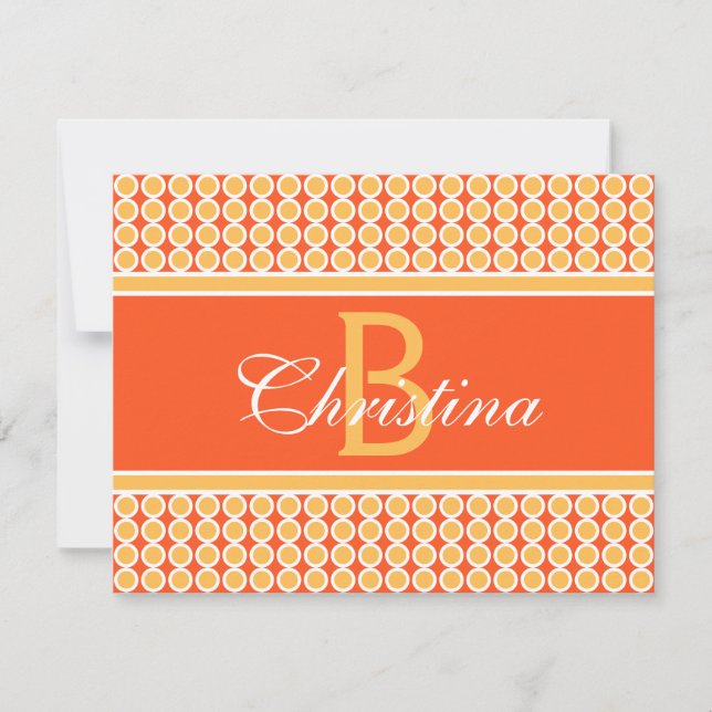 Custom Monogram Initial Name Geometric Pattern Card (Front)
