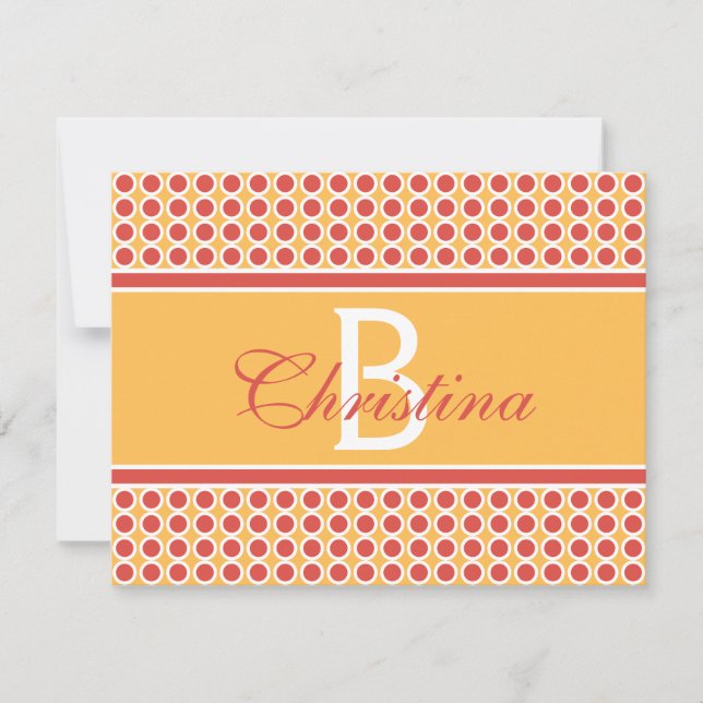 Custom Monogram Initial Name Geometric Pattern Card (Front)