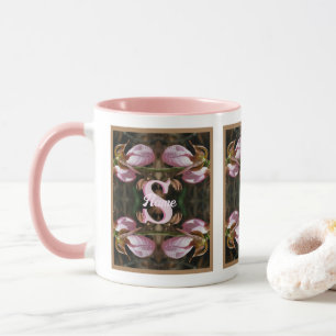 Custom Monogram Initial Name Lady Slipper Flowers Mug