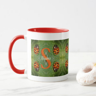 Custom Monogram Initial Name Ladybug Art Mug