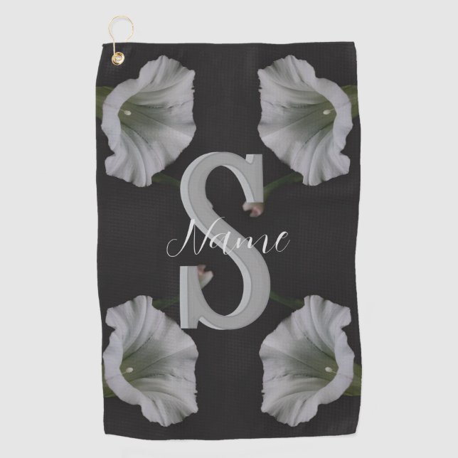 Custom Monogram Initial Name Morning Glory  Golf Towel (Front)