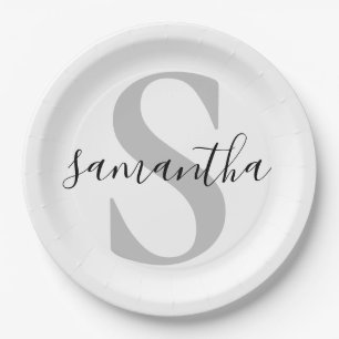Custom Monogram Initial Name Paper Plate