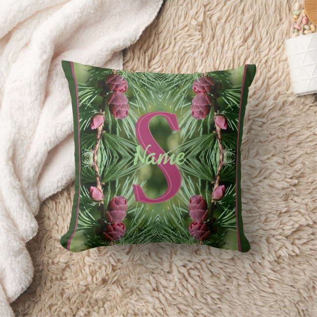 Custom Monogram Initial Name Pinecones Nature Art Cushion (Blanket)