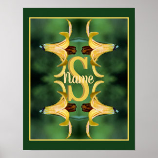 Custom Monogram Initial Name Wild Lily Art Poster