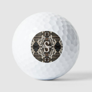 Custom Monogram Initial Name Wild Mushrooms Golf Balls