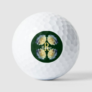 Custom Monogram Initial Name Yellow Roses Golf Balls