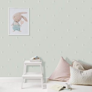 Custom Monogram Initial Pattern Serene Green Grey Wallpaper