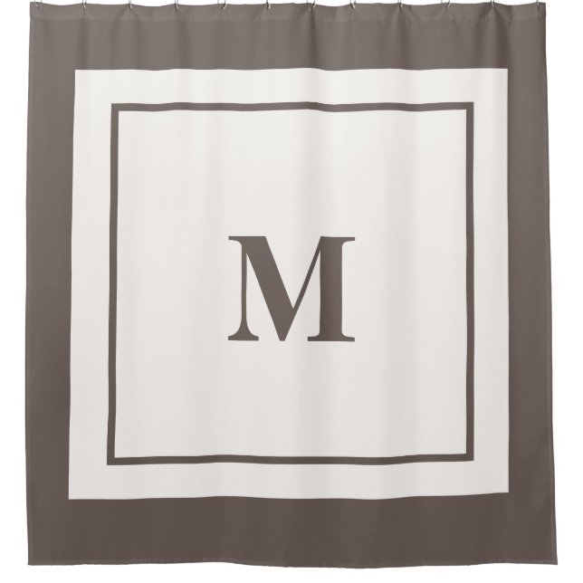 Custom Monogram Initial Taupe Brown Shower Curtain (Front)