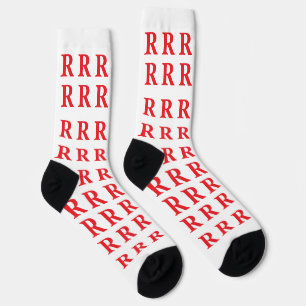Custom Monogram Initial White Red socks