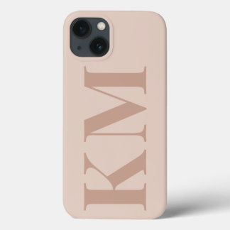 Custom monogram initials boho blush minimalist iPhone 13 case