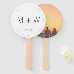 Custom monogram initials date Photo Wedding Hand Fan