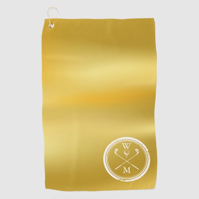 Custom Monogram Initials Gold Golf Towel (Front)