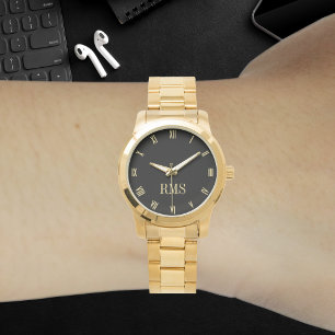 Custom Monogram Initials Luxe Gold Bracelet Watch