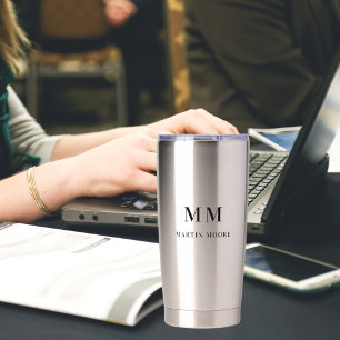 Custom monogram initials name unique insulated tumbler