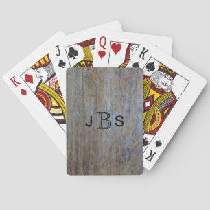 Custom Monogram Initials Rustic Wood Distressed Playing Cards