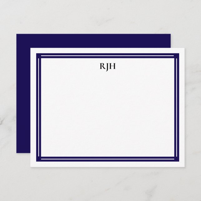 Custom Monogram Initials with Black & White Border Card (Front/Back)