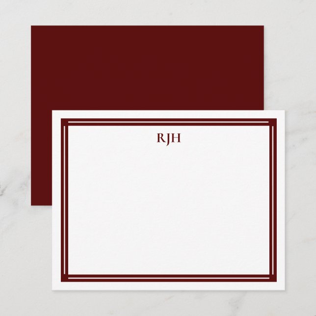 Custom Monogram Initials with Maroon Border Card (Front/Back)