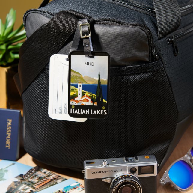 Custom Monogram Italian Lakes Luggage Tag (Front & Back)