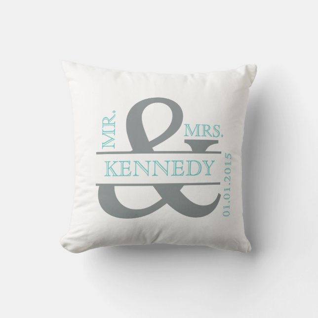Custom Monogram Keepsake Wedding Pillow (Front)