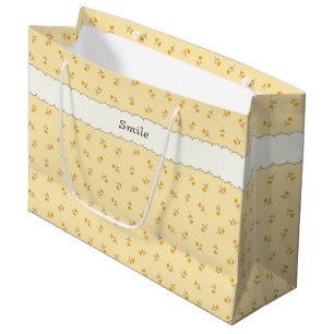 Custom Monogram Large Paper Bag Beige Wild Rose