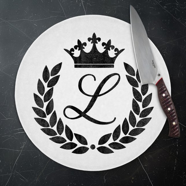 Custom Monogram Laurel Leaves & Crown Cutting Board (Creator Uploaded)