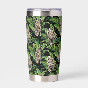 Custom Monogram Leopard Pattern Insulated Tumbler
