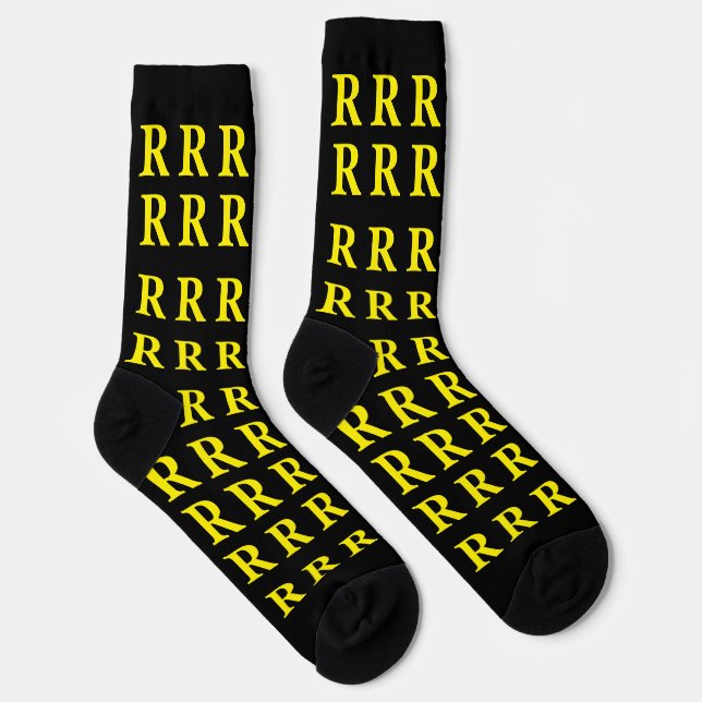 Custom Monogram Letter Black Yellow socks (Right)